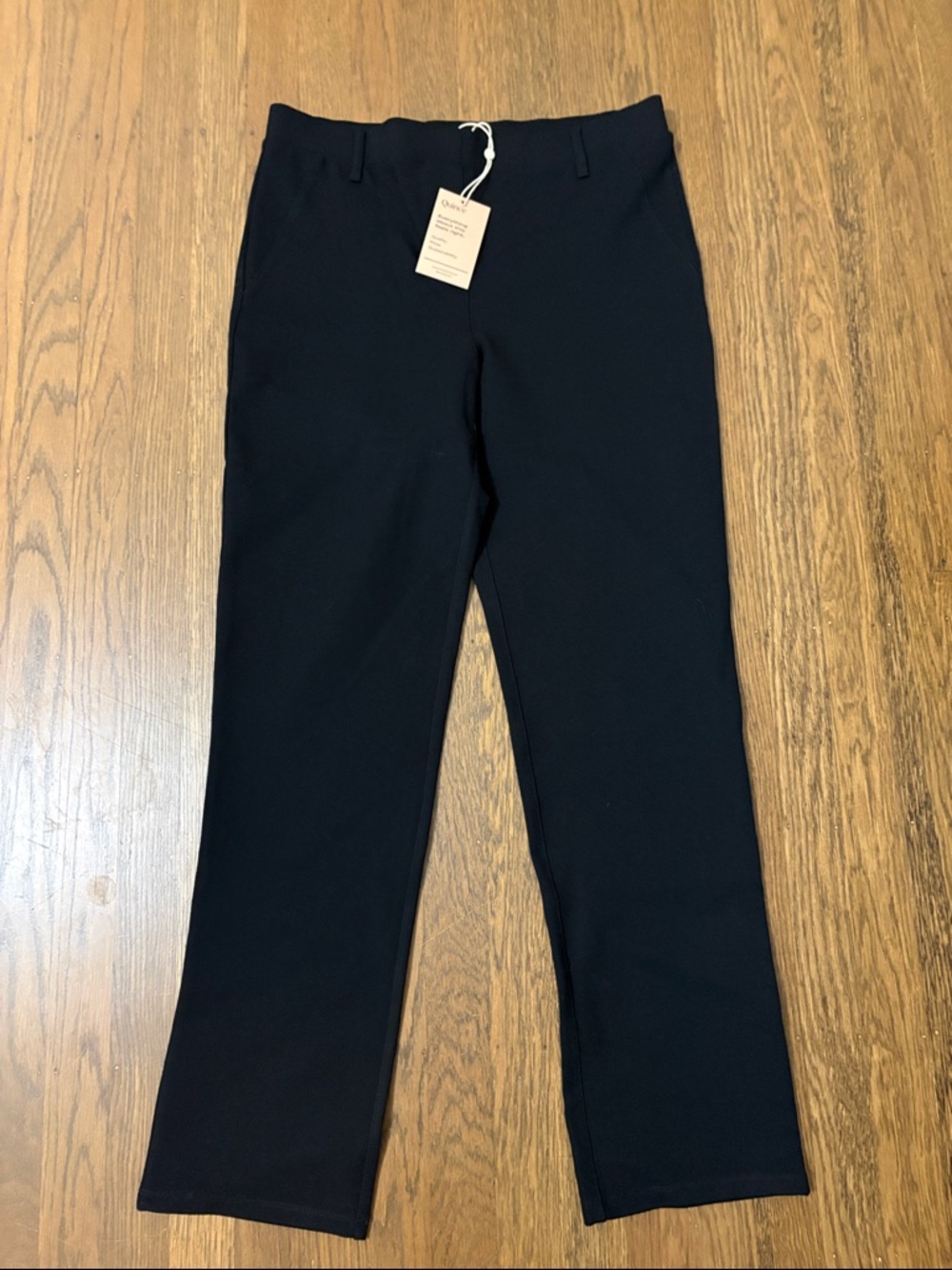 NWT Quince women’s Ultra-Stretch Ponte Straight Leg Pant - Petite / Black / M